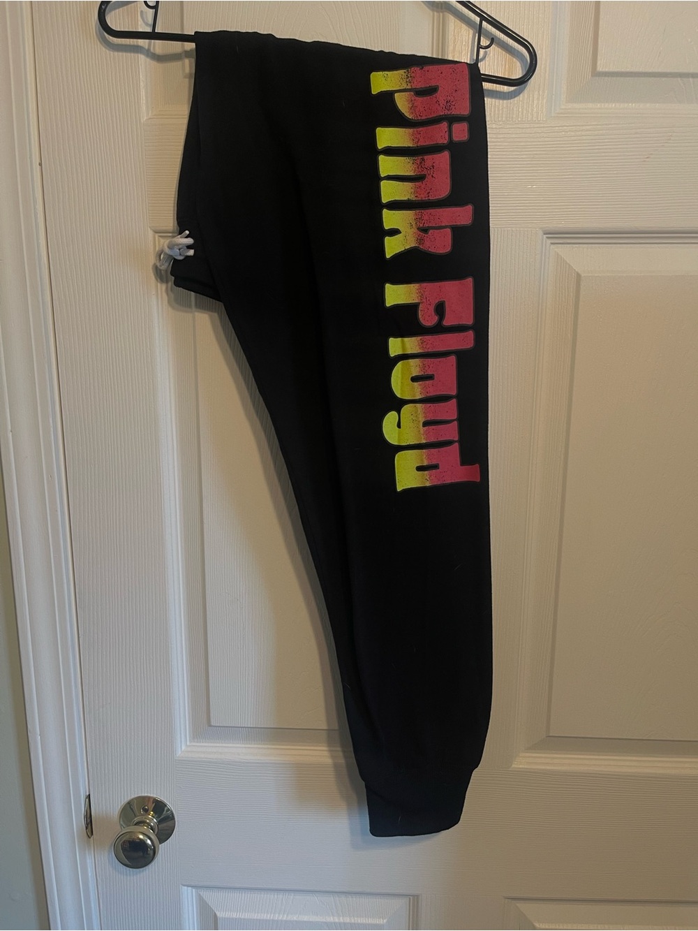Pink Floyd Black Sweatpants with White Drawstring
